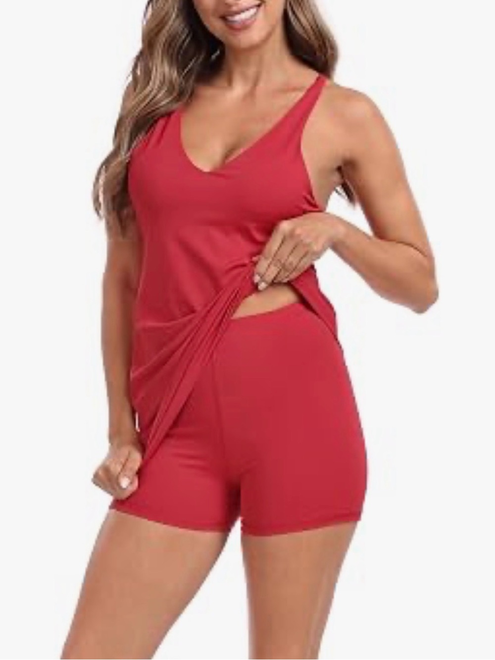 HDE Red Tennis Dress Shorts Set S Built In Bra Pickleball Golf Activewear